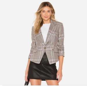 Free People Chess Plaid Linen Blazer
